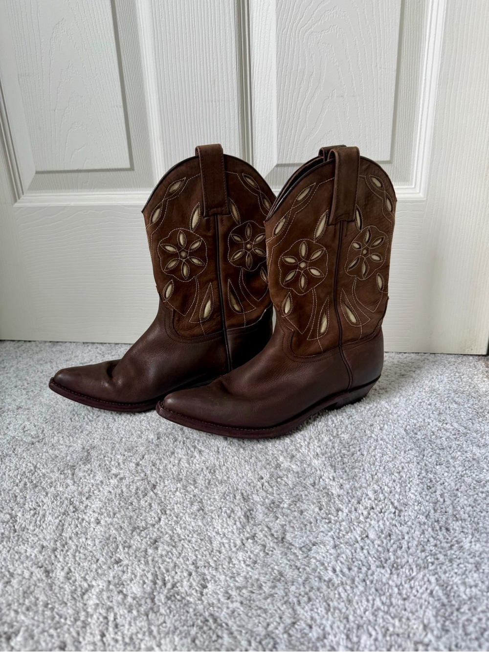 Sonora Vintage Leather Cowboy Boots Western Embroidered Sz 7